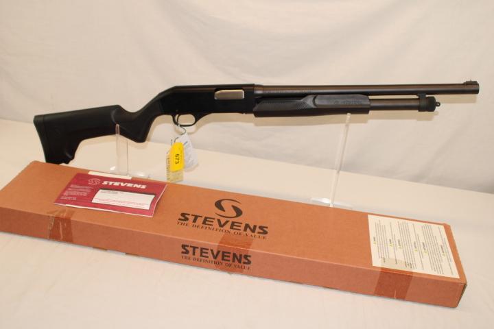 Stevens "Model 320" .12 Ga. Pump Shotgun in Black.  New!