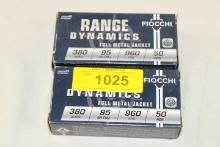 100 Rounds of Fiocchi "Range Dynamics" .380 Auto. 95 Gr. FMJ Ammo