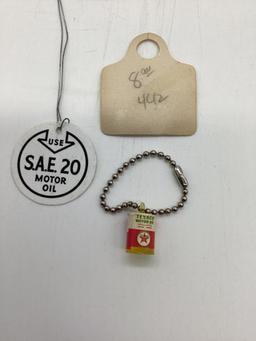 Texaco Keychains and Oil Change Reminder