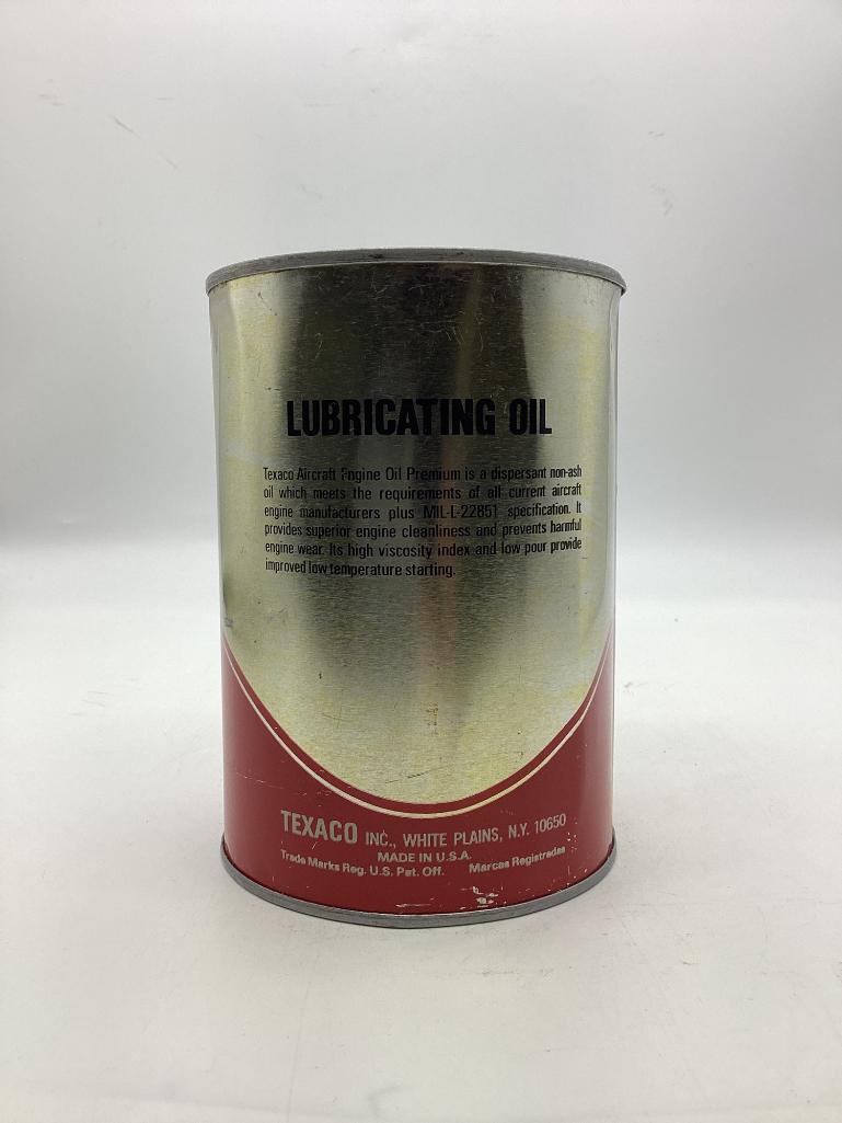 Texaco Aircraft Engine Premium AD Engine Oil Quart Can TOP LOGO