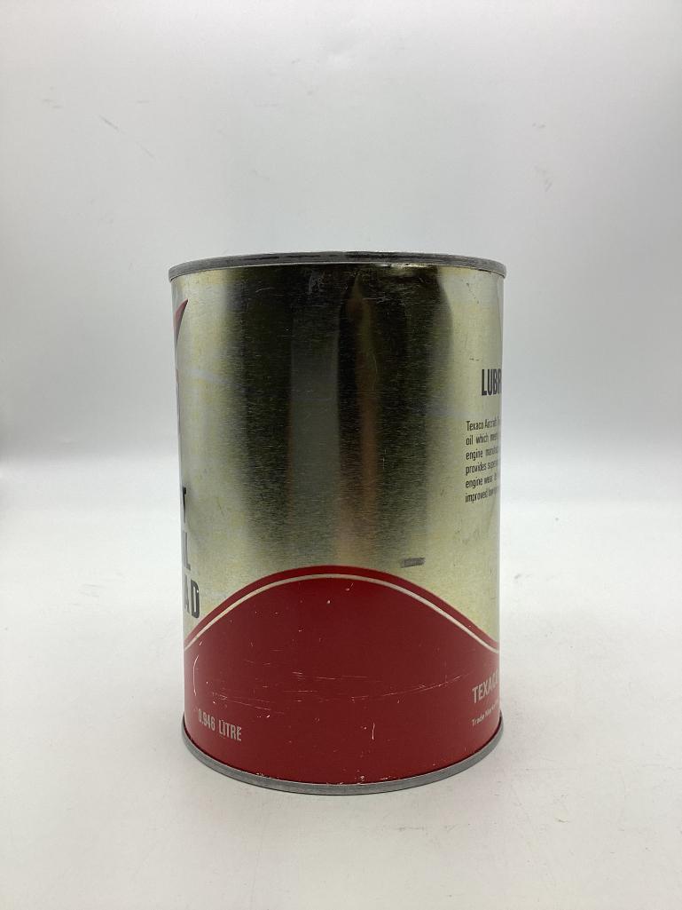 Texaco Aircraft Engine Premium AD Engine Oil Quart Can TOP LOGO