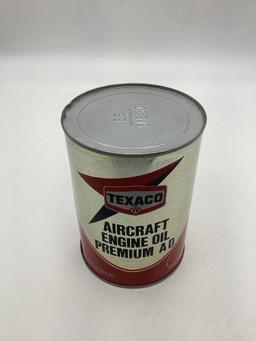 Texaco Aircraft Engine Premium AD Engine Oil Quart Can TOP LOGO