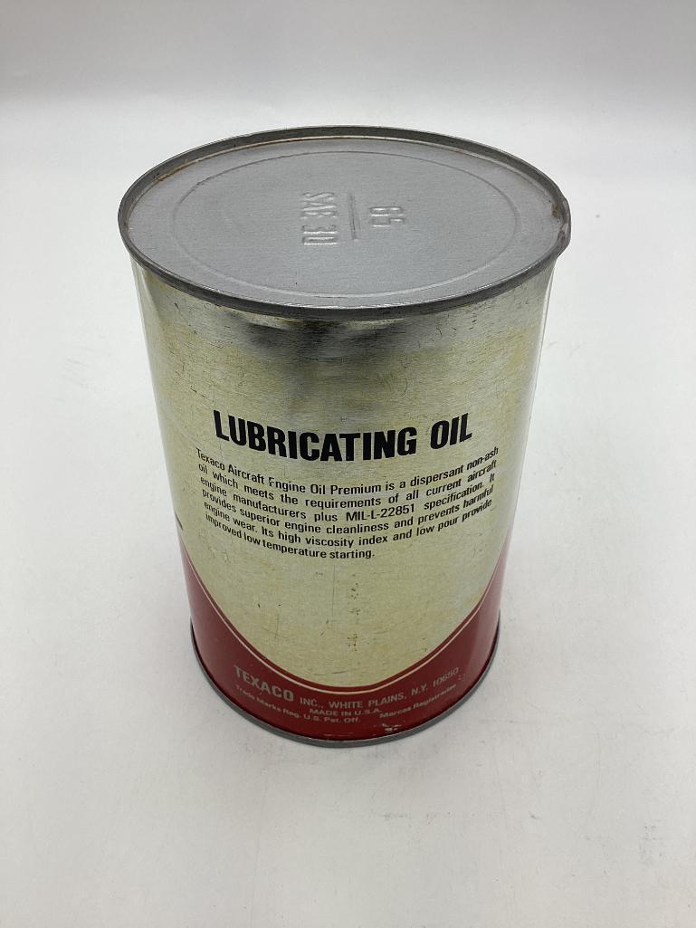 Texaco Aircraft Engine Premium AD Engine Oil Quart Can TOP LOGO