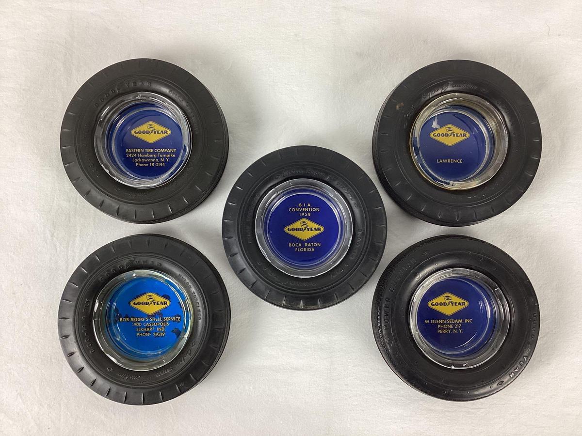 Five Goodyear Tire Ashtrays