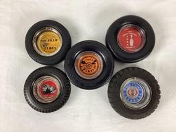 Five Misc. Tire Ashtrays