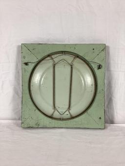Early Dresden Artwork Advertising Wall Plate. Mfg. by Meek Co. Coshocton O. Presents with good color