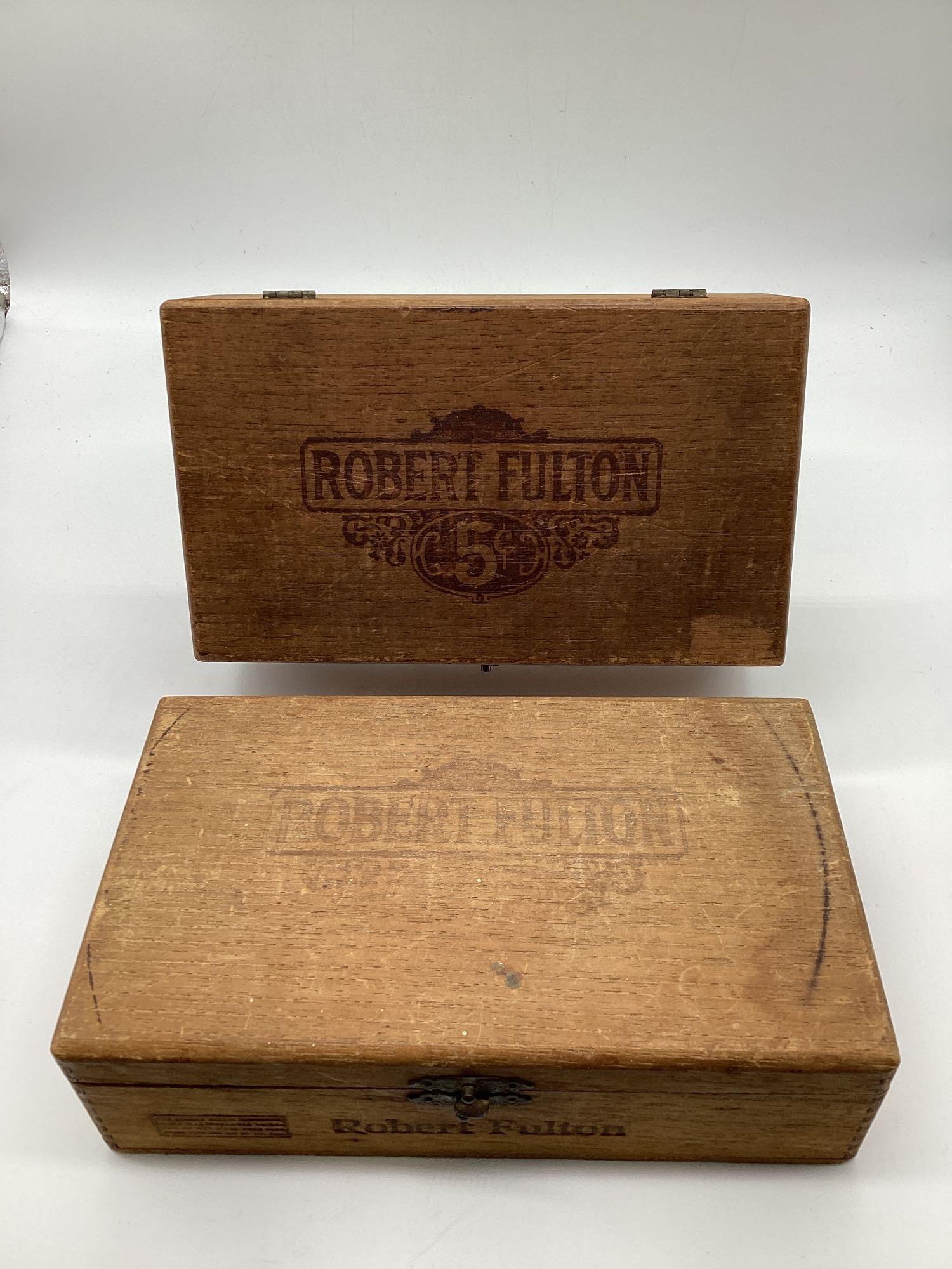 Two Robert Fulton 5 cent Cigar Boxes Tulsa, OK