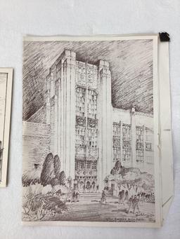 Early Boston Avenue Methodist Church and Central High School Sketches Tulsa, OK