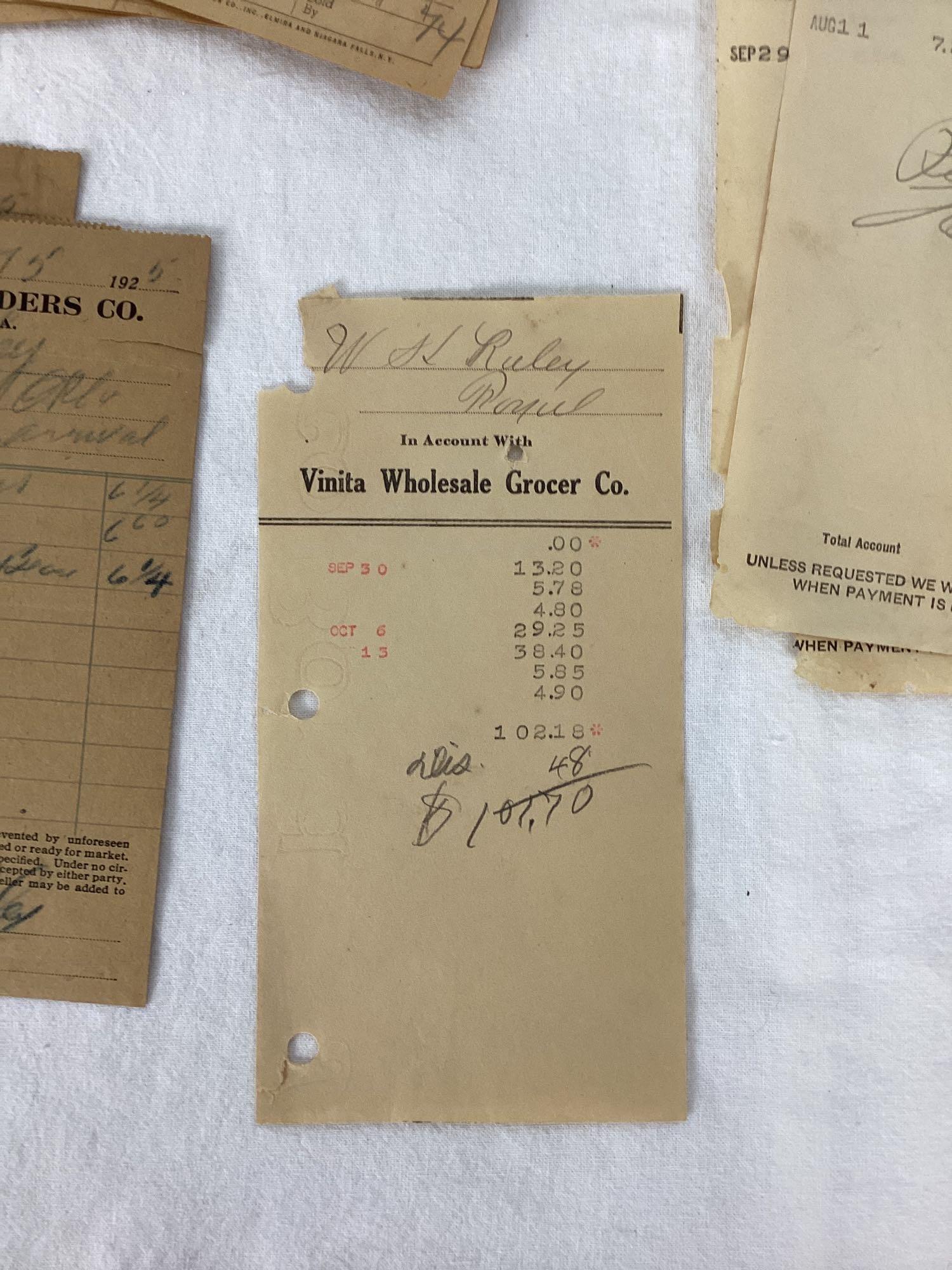 Dozens of 1920's Receipts Oklahoma City, Tulsa, Vinita and more!!!!