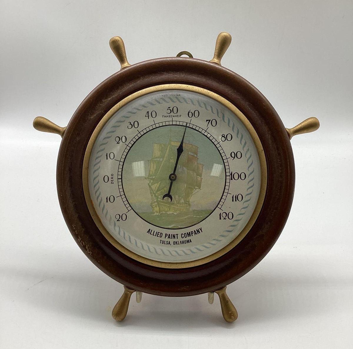 Allied Paint Ships Wheel Desk Thermometer Tulsa, OK