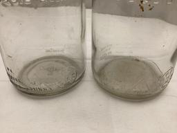 Two 1920's Filling Station Quart Oil Bottles w/ Spouts