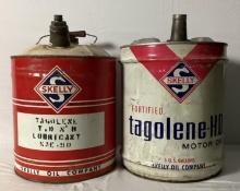 Two Skelly Tagolene 5 Gallon Oil Cans
