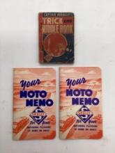 Skelly Captian Midnight Trick and Riddle Pocket Book and Two Skelly Moto Notebooks