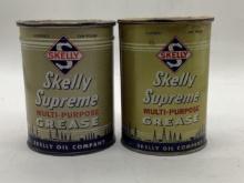 Two Skelly One Pound Grease Cans