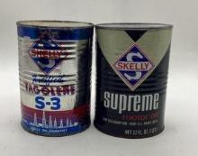 Skelly Tagolone S-3 and Supreme Quart Oil Cans