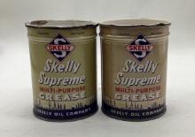 Two One Pound Skelly Grease Cans