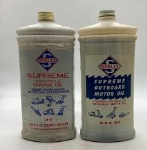 Two Skelly Outboard Plastic Quart Cans