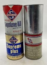 Four Skelly Quart Oil Cans