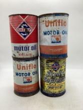 Four Skelly Oil Cans