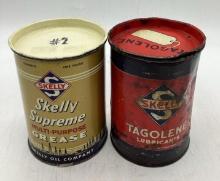 Skelly Tagolene and Supreme One Pound Grease Cans