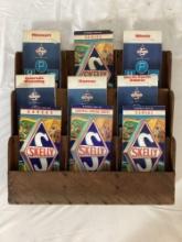 Wood Filling Station Map Rack w/ 9 Skelly Maps