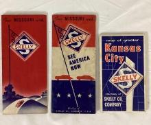 Two 1940's Skelly Missouri and Kansas City Road Maps