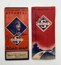 Two 1930's Skelly Jimmie Allen Arkansas and United States Maps