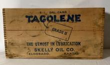 1920's Tagolene One Gallon Oil Can Crate Eldorado, KS