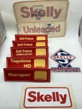 Nine Original Skelly Gas Pump and Pricer Decals