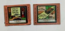 Two 1920's Skellly Lantern Slides w/ Touring Car and Gas Pump