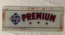 Skelly Premium Gas Pump Advertising Glass
