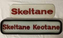 Two Skeltane Gas Pump Ad Glass