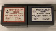 Two Skelly Oil Change Reminder Card File Boxes