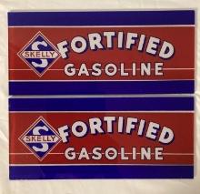 Two Skelly Fortified Gas Pump Advertising Glass