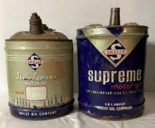 Two Skelly Supreme 5 Gallon Oil Cans