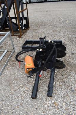 SKID STEER HYDRUALIC POSTHOLE DIGGER W/ 12" AND 18" AUGER