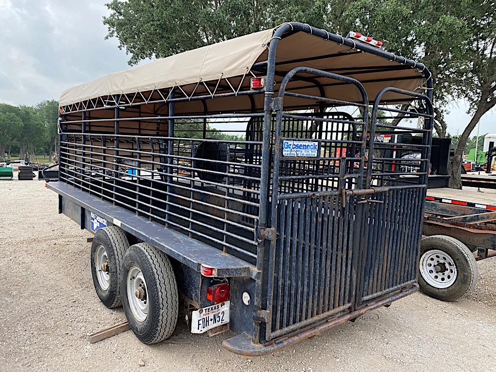 1993 6' X 16' GOOSENECK CATTLE TRAILER I-BOLT HITCH (VIN # 16GSH6C23PB046045) (I-BOLT HITCH ADAPTER