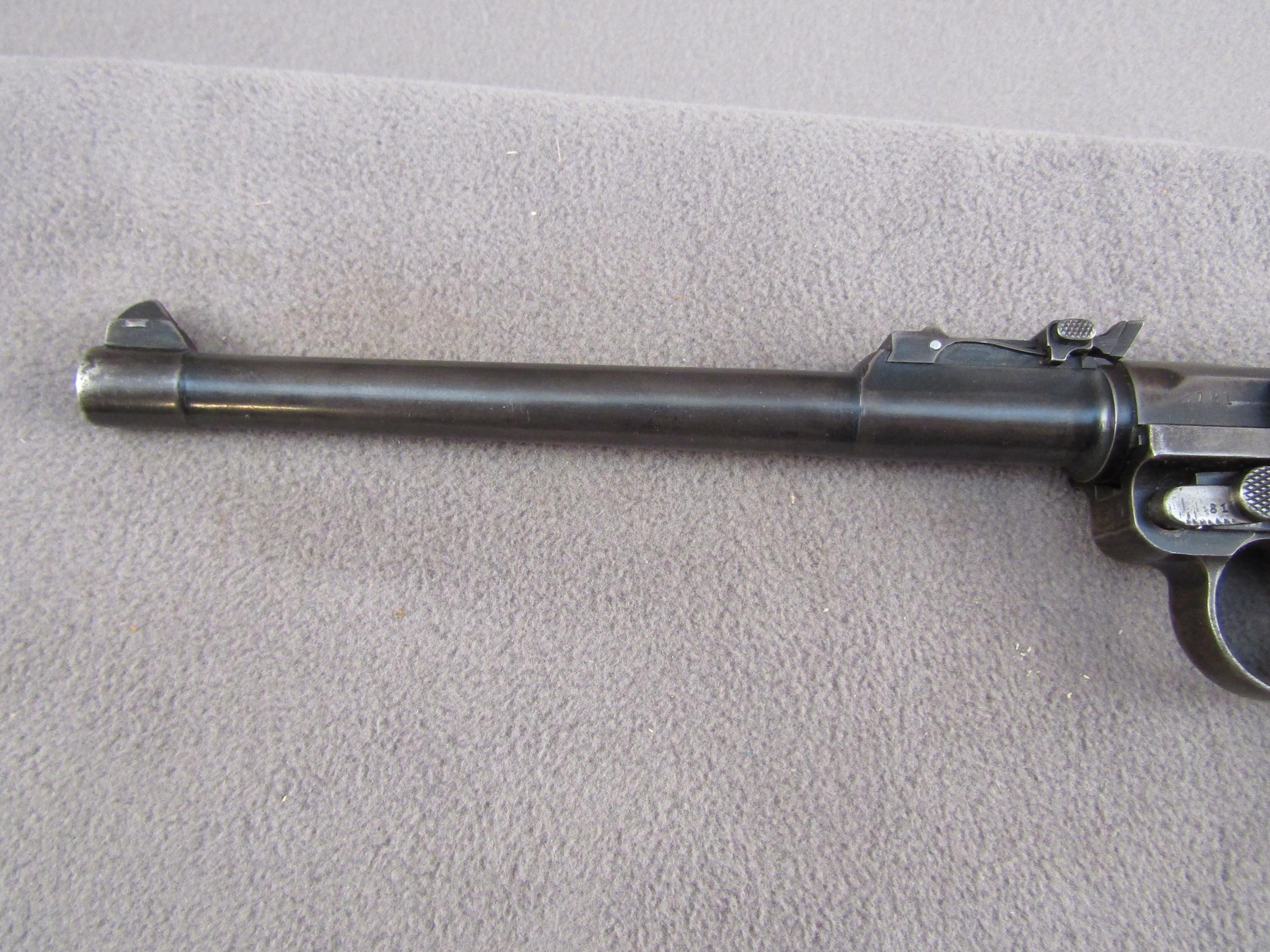 handgun: DWM MANUFACTURED ARTILLERY LUGER, 9MM SEMI AUTO PISTOL, S#3781L