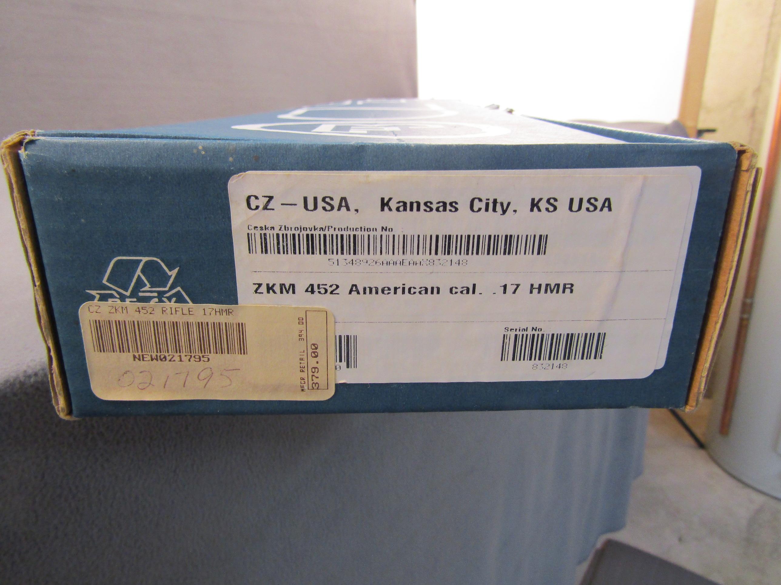 CZ MODEL 452-2E, 17CAL BOLT ACTION RIFLE, S#832148