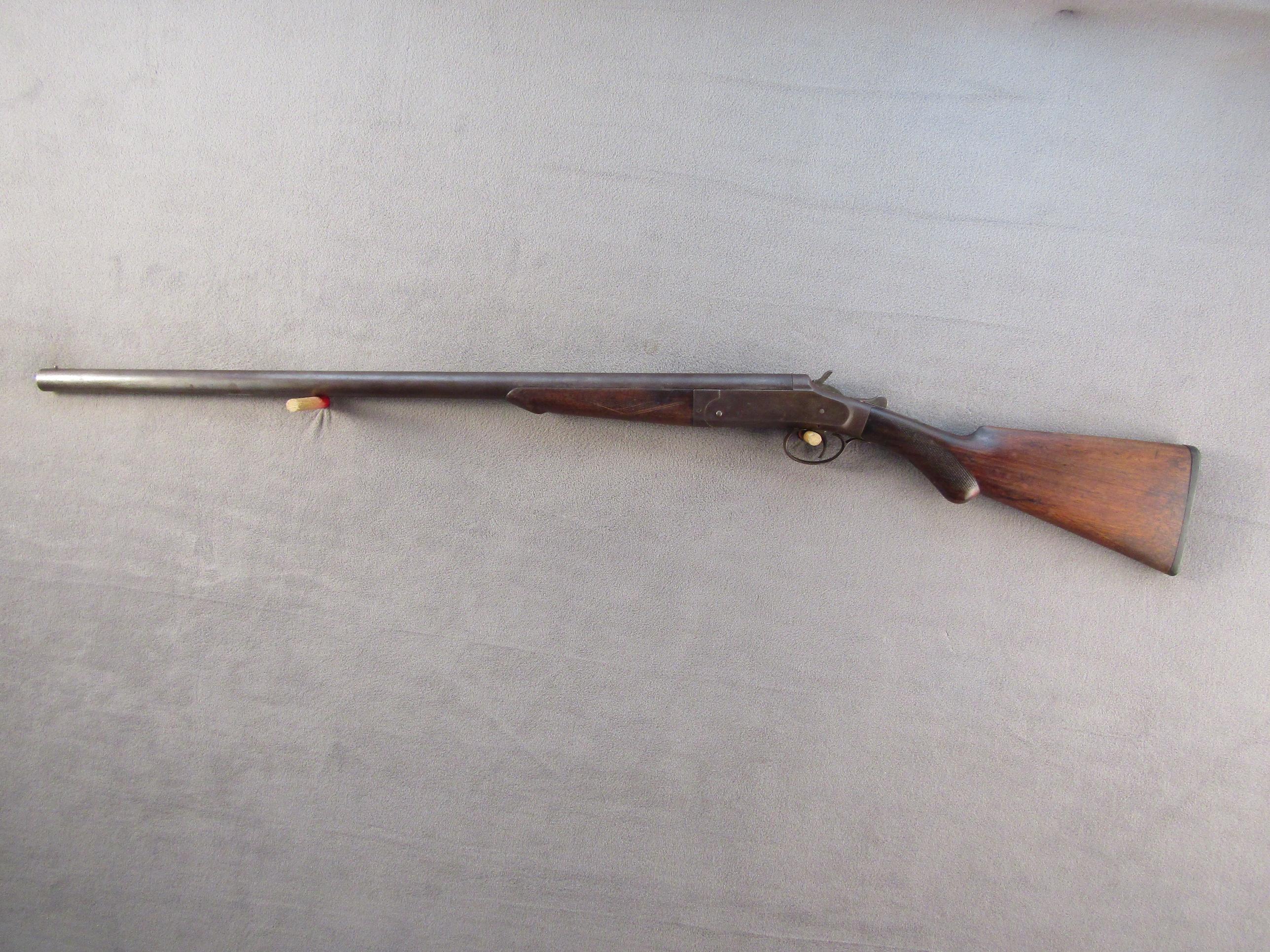 antique: FLETCHER HARDWARE CROWN EJECTOR 1885, 12GA SINGLE SHOT SHOTGUN, NVSN