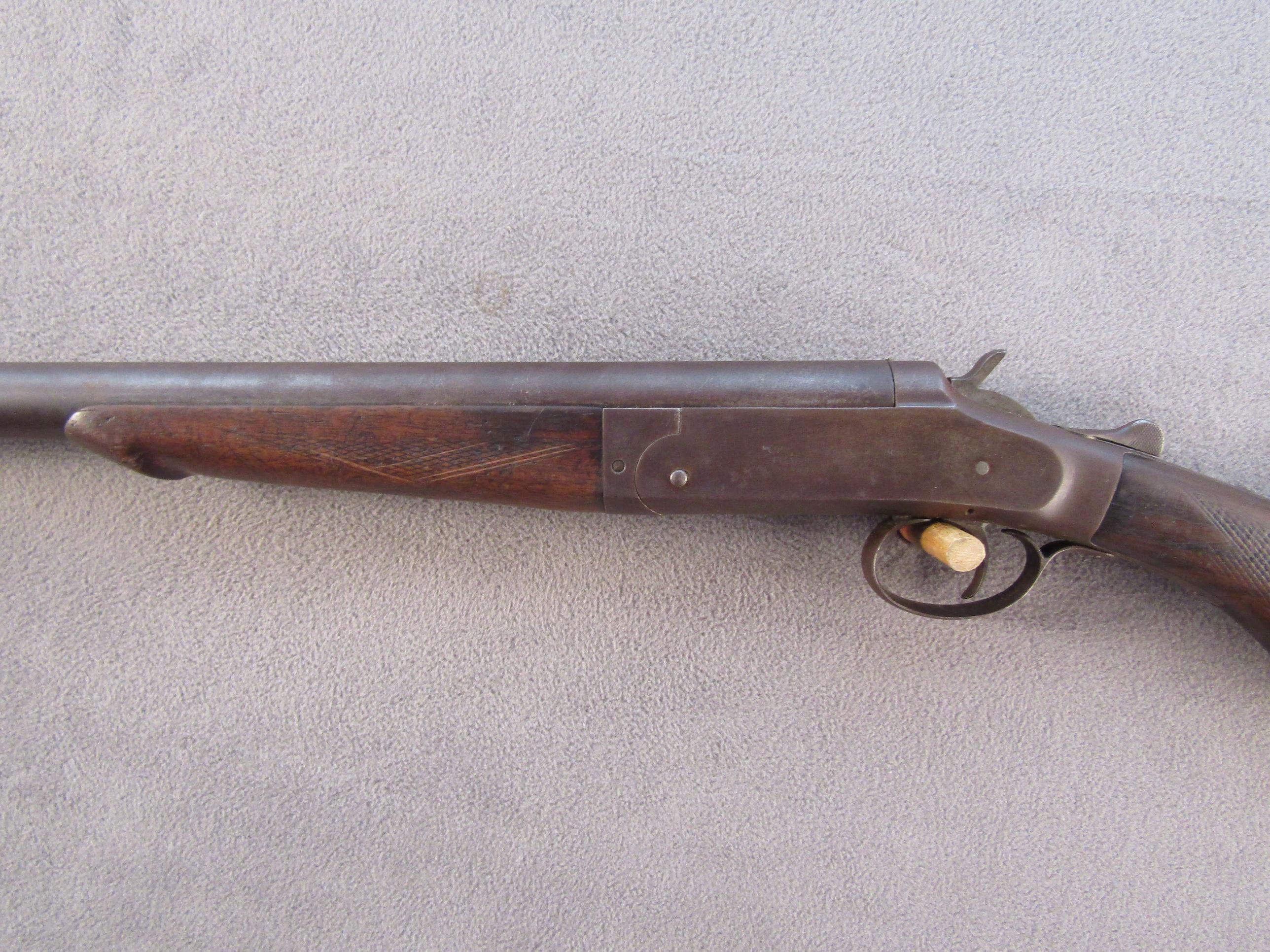 antique: FLETCHER HARDWARE CROWN EJECTOR 1885, 12GA SINGLE SHOT SHOTGUN, NVSN