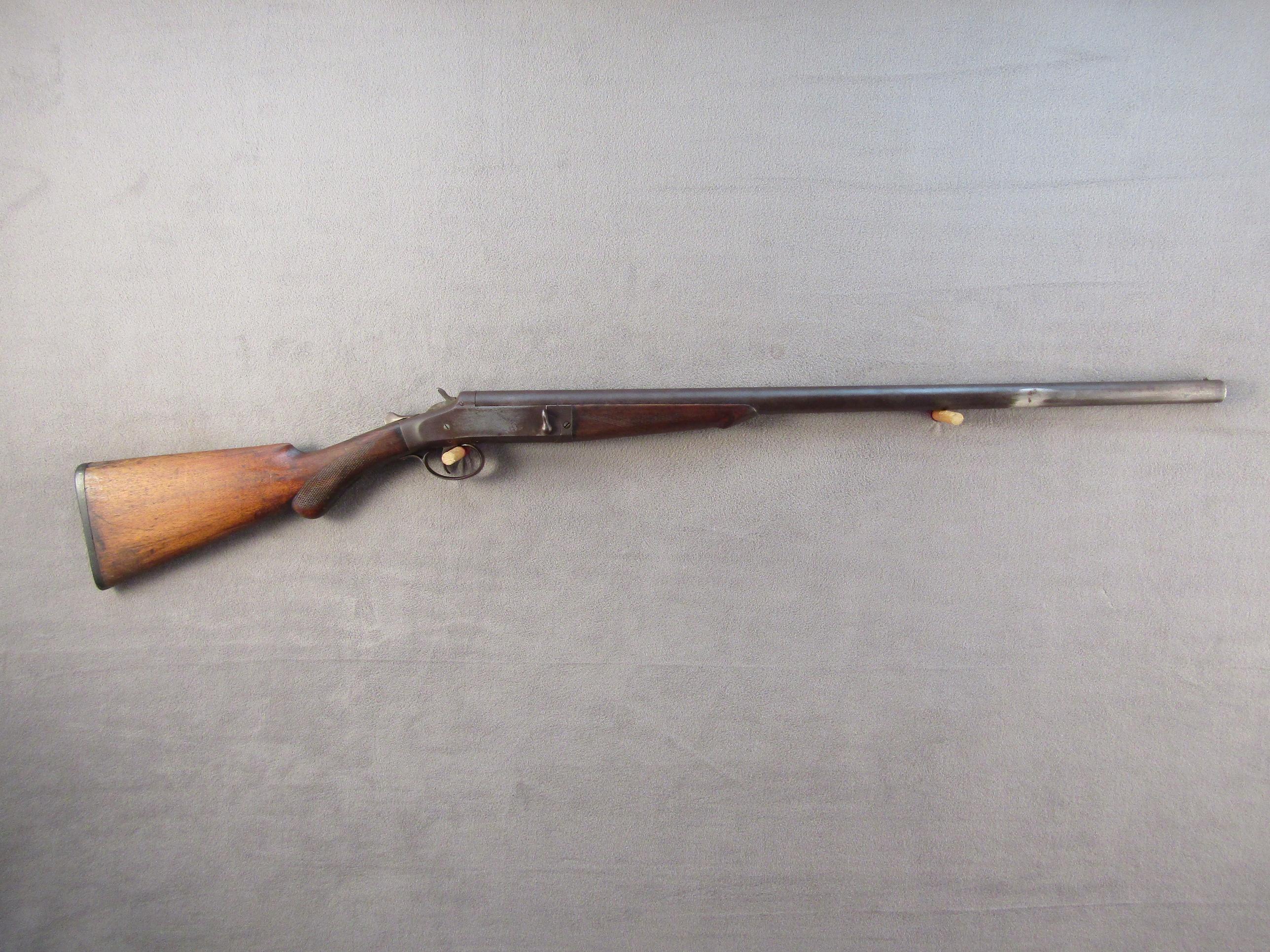 antique: FLETCHER HARDWARE CROWN EJECTOR 1885, 12GA SINGLE SHOT SHOTGUN, NVSN