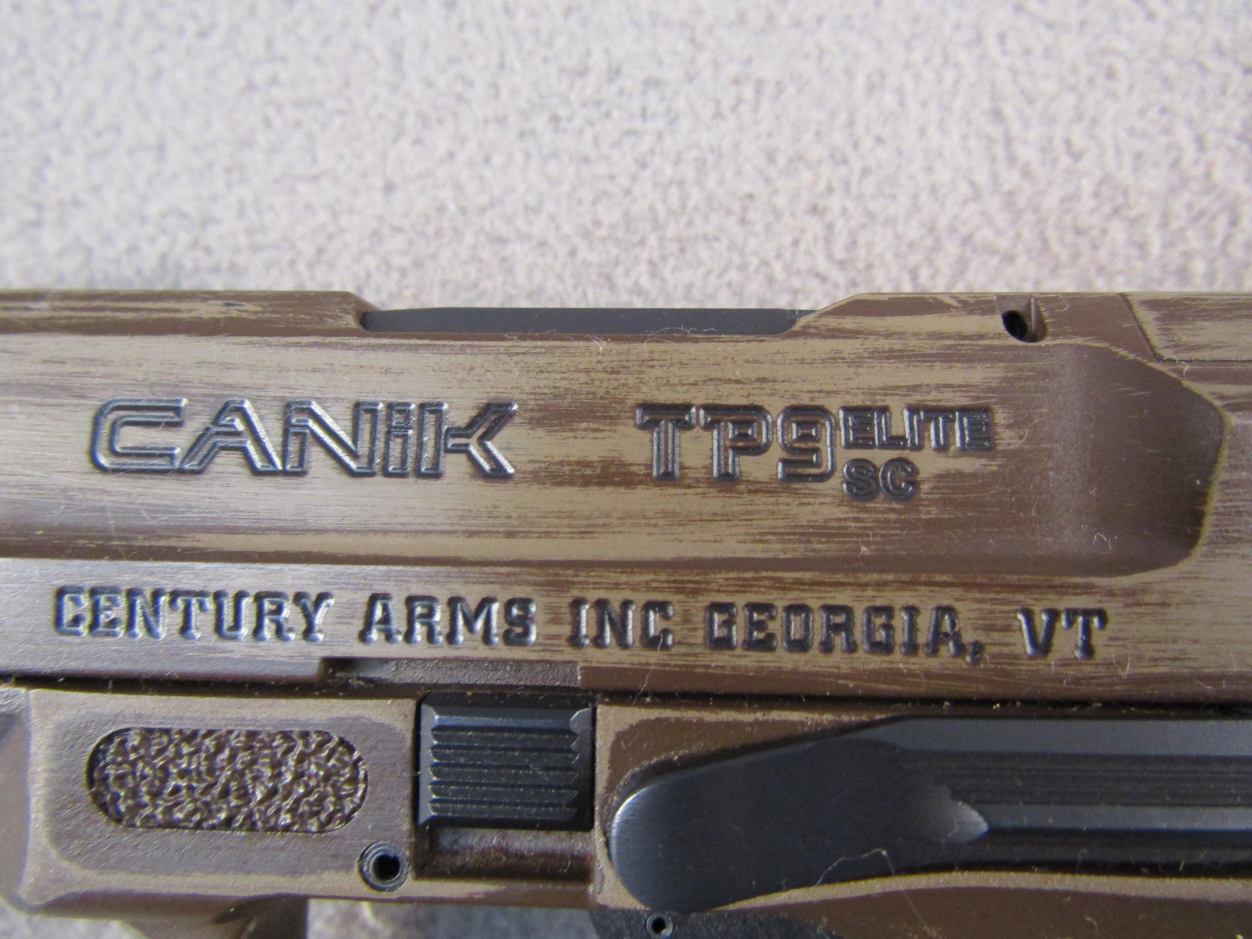 handgun: CANIK Model TP9, Semi-Auto Pistol, 9mm, 12 shot, 3.5" barrel, S#T6472-20CB39226