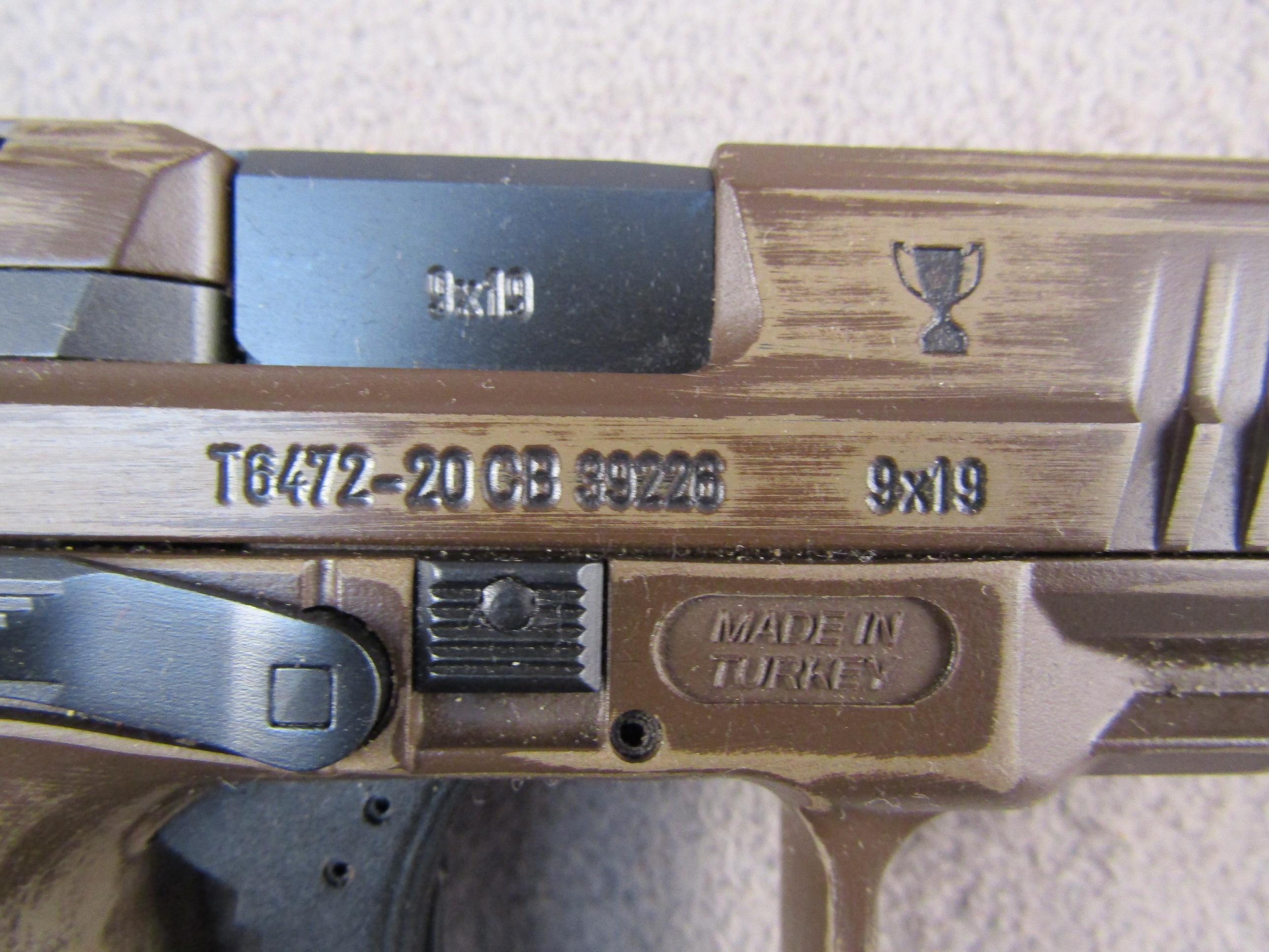 handgun: CANIK Model TP9, Semi-Auto Pistol, 9mm, 12 shot, 3.5" barrel, S#T6472-20CB39226