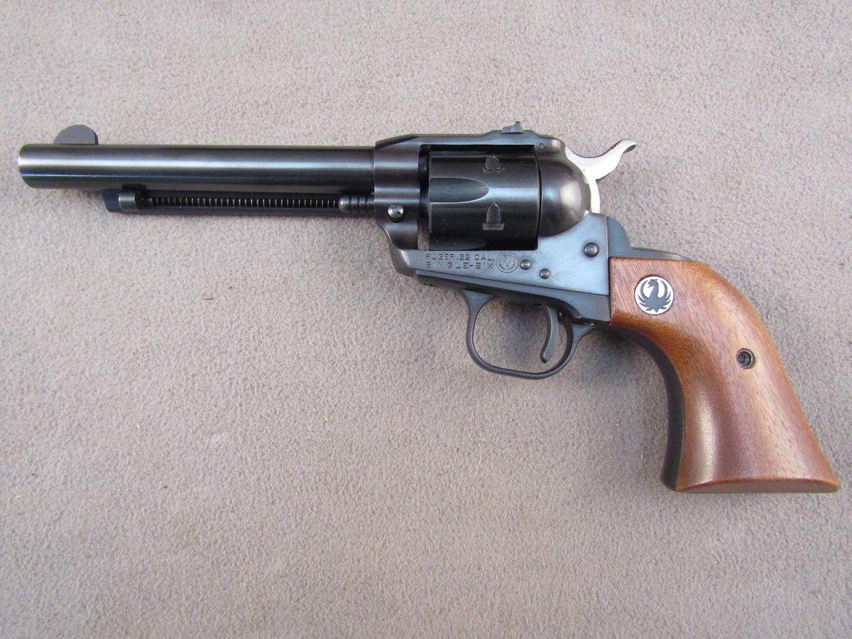 handgun: RUGER Model Single-Six, Revolver, .22, 6 shot, 5.25" barrel, S#485906