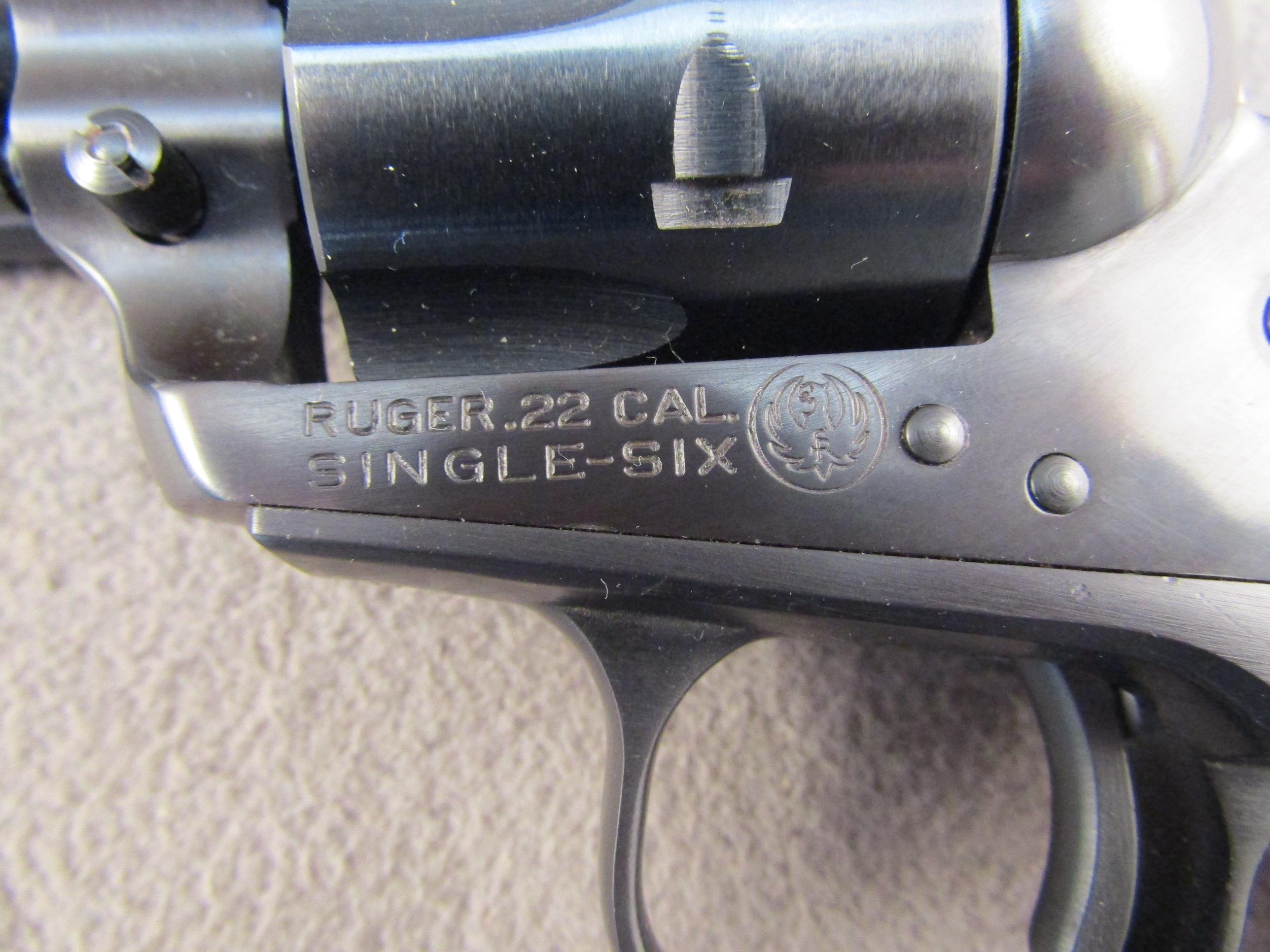 handgun: RUGER Model Single-Six, Revolver, .22, 6 shot, 5.25" barrel, S#485906