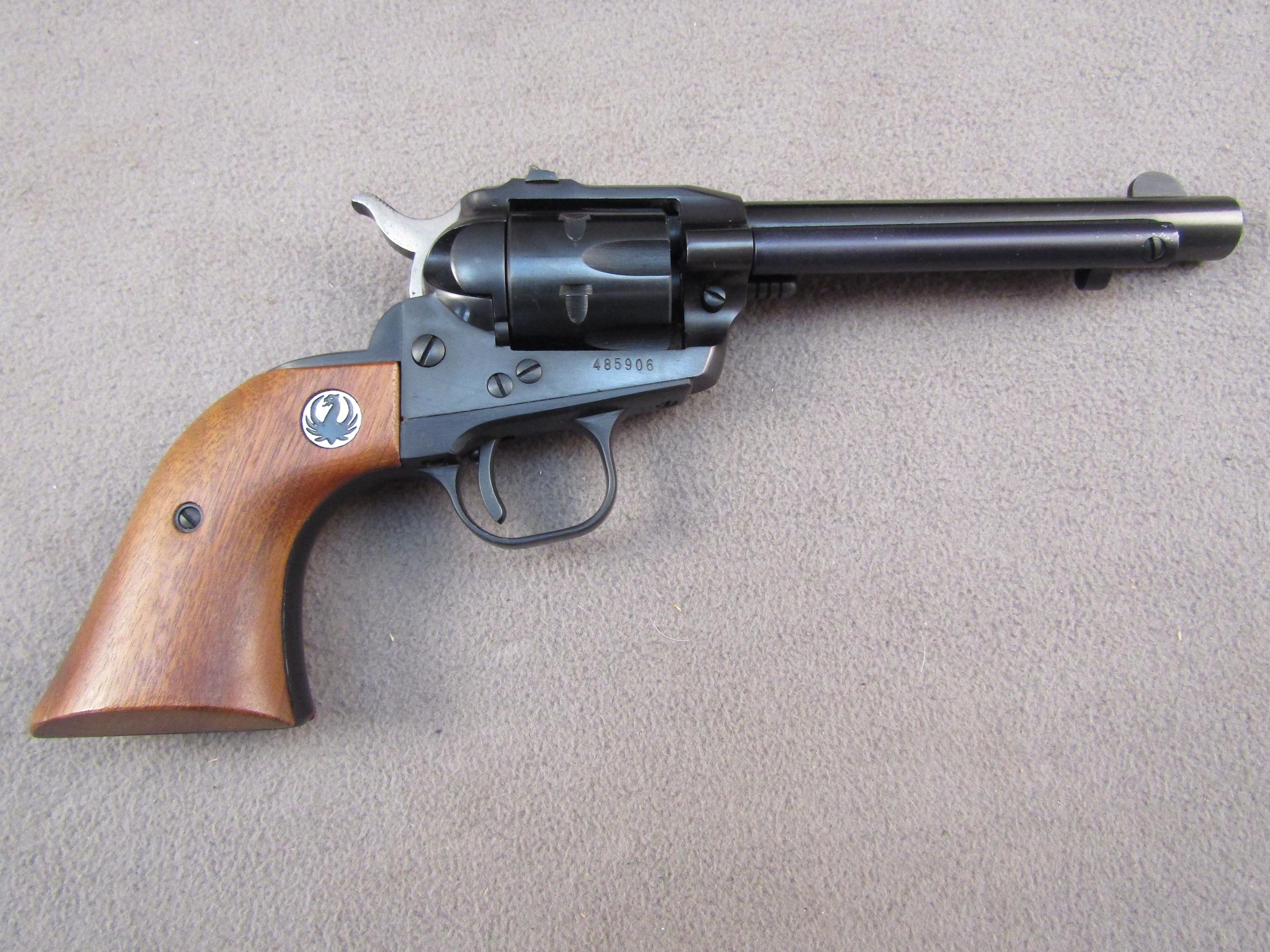handgun: RUGER Model Single-Six, Revolver, .22, 6 shot, 5.25" barrel, S#485906