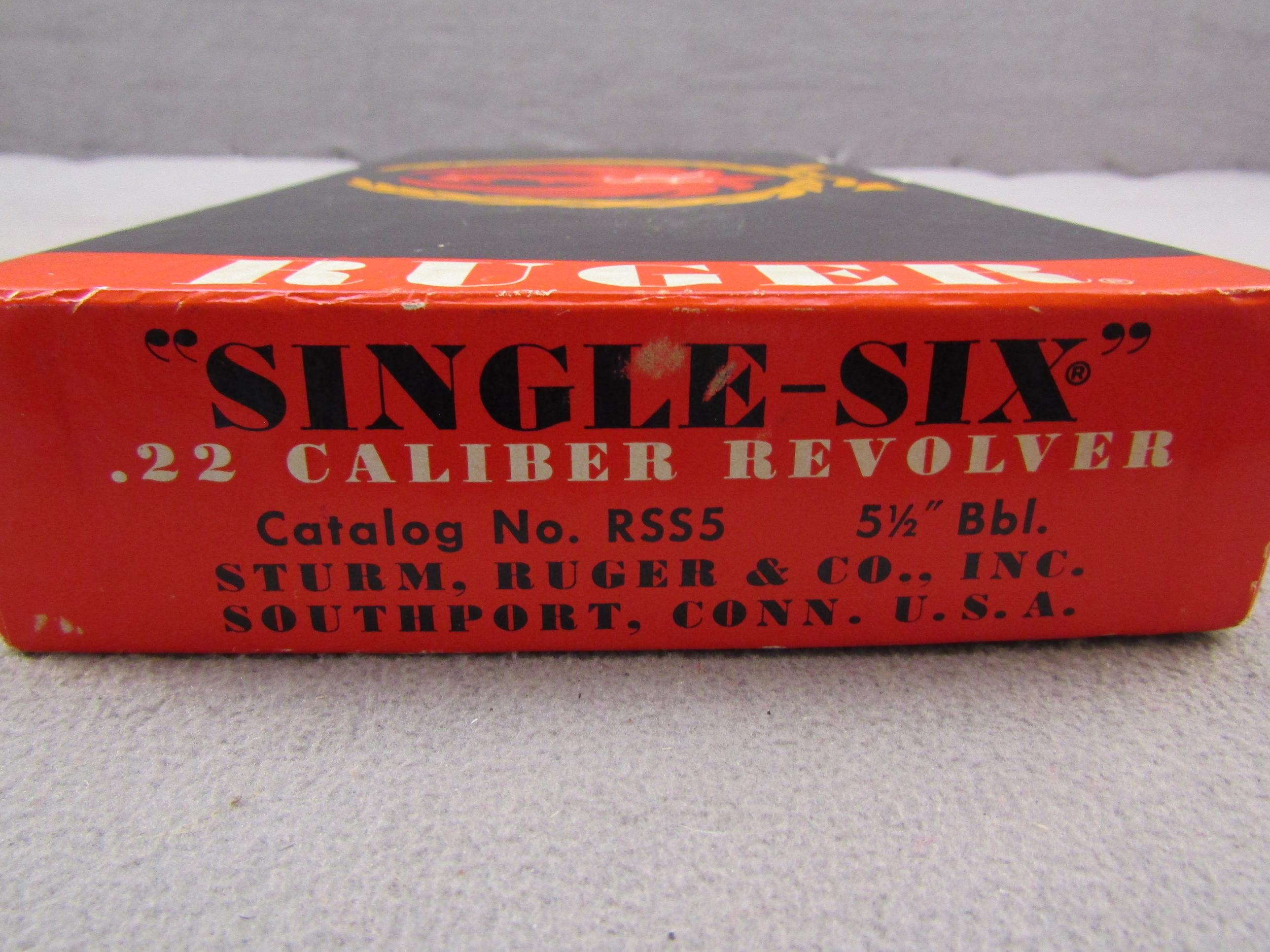handgun: RUGER Model Single-Six, Revolver, .22, 6 shot, 5.25" barrel, S#485906