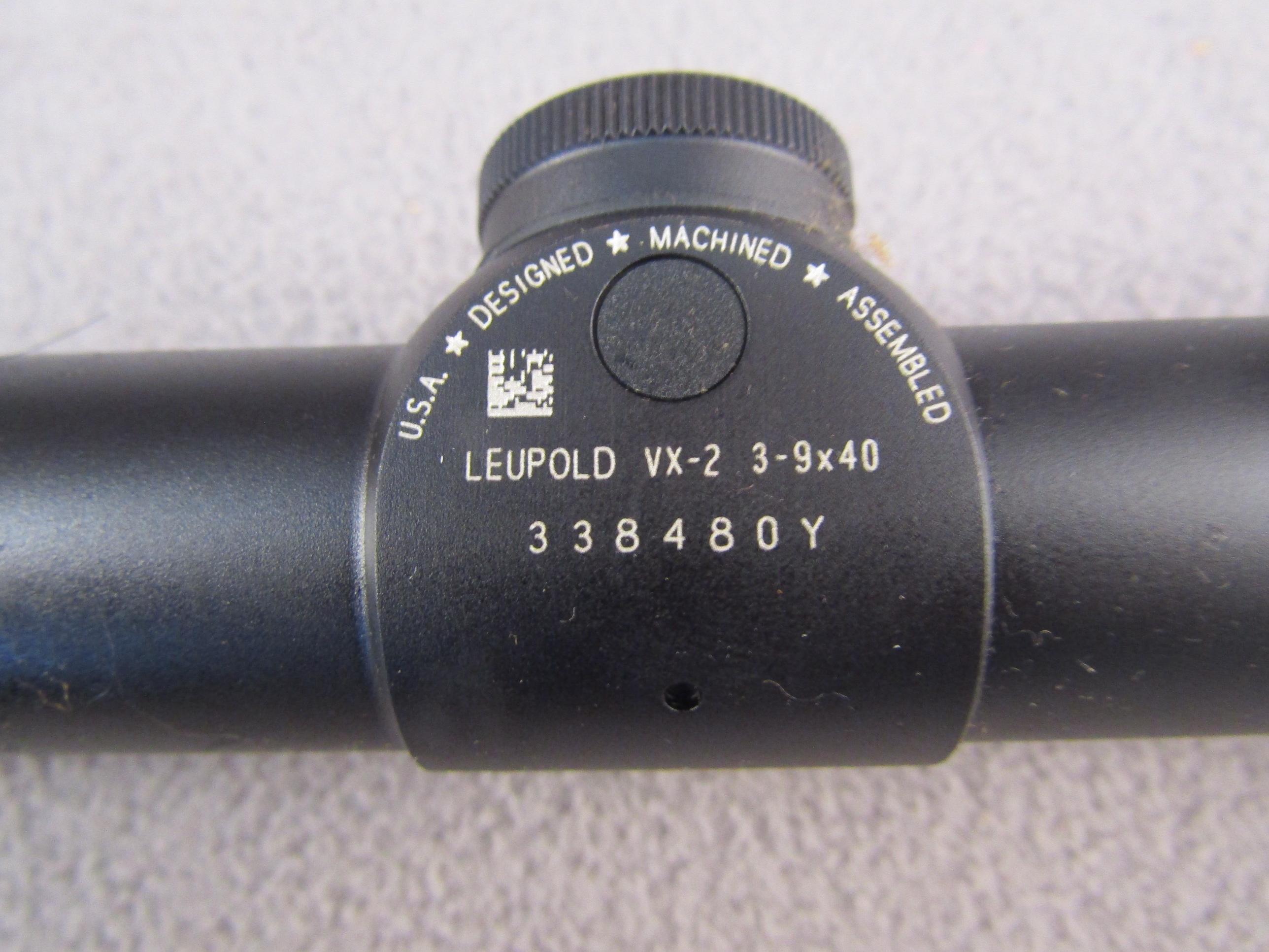 scope: LEUPOLD VX-2, 3-9x40mm, Matte Duplex, S#338480Y