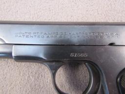 handgun: COLT Model Colt Automatic, Semi-Auto Pistol, .380, 6 shot, 3.75" barrel, S#51565